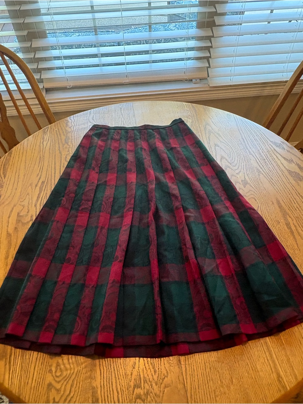 Pendleton Vintage Red Green Tartan Plaid Wool Pleated Midi Skirt 10/12